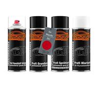 TRISTARcolor Ensemble de bombes de peinture Peinture voiture pour plastique pour Mazda SU Classic Red apprêt adhérent, peinture de base, vernis transparent avec assouplissant