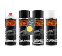 TRISTARcolor Ensemble de bombes de peinture Peinture voiture pour plastique pour Suzuki ZY2 Brillant Yellow apprêt adhérent, peinture de base, vernis transparent avec assouplissant