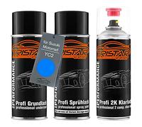 TRISTARcolor Peinture moto Kit bombes de peinture 2K pour Suzuki Motorrad YC2 Candy Grand Blue Perl Peinture de fond peinture de base vernis clair 2 composants aérosol