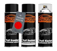 TRISTARcolor Peinture moto Kit bombes de peinture pour Kawasaki KAW158 Firecracker Red Peinture de fond peinture de base vernis clair aérosol 400 ml