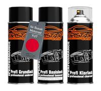TRISTARcolor Peinture moto Kit bombes de peinture pour Suzuki Motorrad YU7 Pearl Crystal Red Peinture de fond peinture de base vernis clair aérosol 400 ml
