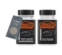 TRISTARcolor Peinture voiture Crayon de retouche peinture pour BMW C1E Cerium Grey Matt Peinture de base vernis clair 50 ml chacun