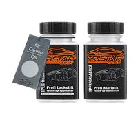 TRISTARcolor Peinture voiture Crayon de retouche peinture pour Citroen C5 Gris Aluminium Metallic Peinture de base vernis clair 50 ml chacun