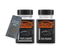 TRISTARcolor Peinture voiture Crayon de retouche peinture pour Mercedes/Daimler Benz 963 Indiumgrau Metallic/Iridium Grey Metallic Peinture de base vernis clair 50 ml chacun
