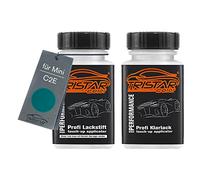 TRISTARcolor Peinture voiture Crayon de retouche peinture pour Mini C2E Caribbean Aqua Metallic Peinture de base vernis clair 50 ml chacun