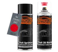 TRISTARcolor Peinture voiture Kit bombes de peinture 2K pour Citroen EKC Rouge Incendie/Pompiers Peinture de base 2 composants vernis clair aérosol