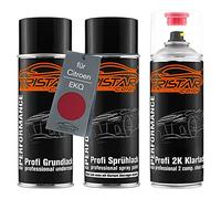 TRISTARcolor Peinture voiture Kit bombes de peinture 2K pour Citroen EKQ Rouge Lucifer Nacre/Luzifer Rot Metallic Peinture de fond peinture de base vernis clair 2 composants aérosol