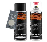 TRISTARcolor Peinture voiture Kit bombes de peinture 2K pour Mercedes/Daimler Benz 702 Rauchsilber Metallic Peinture de base 2 composants vernis clair aérosol