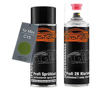 TRISTARcolor Peinture voiture Kit bombes de peinture 2K pour Mini C15 Jungle Green Metallic Peinture de base 2 composants vernis clair aérosol