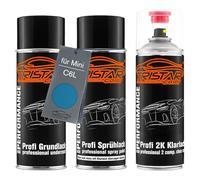TRISTARcolor Peinture voiture Kit bombes de peinture 2K pour Mini C6L Icy Sunshine Blue Metallic Perl Peinture de fond peinture de base vernis clair 2 composants aérosol