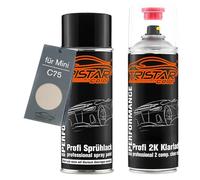 TRISTARcolor Peinture voiture Kit bombes de peinture 2K pour Mini C75 Vibrant Silver Metallic Peinture de base 2 composants vernis clair aérosol