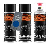 TRISTARcolor Peinture voiture Kit bombes de peinture 2K pour Mitsubishi RQH Royal Blue Metallic Peinture de fond peinture de base vernis clair 2 composants aérosol