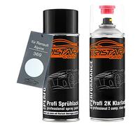TRISTARcolor Peinture voiture Kit bombes de peinture 2K pour Renault/Alpine 369 Blanc Glacier/Arktis Weiss Peinture de base 2 composants vernis clair aérosol