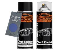 TRISTARcolor Peinture voiture Kit bombes de peinture pour BMW M4U Gravity Blue Metallic Peinture de base vernis clair aérosol 400 ml