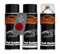 TRISTARcolor Peinture voiture Kit bombes de peinture pour Citroen EPY Rouge Rubi Nacre Metallic Peinture de fond peinture de base vernis clair aérosol 400 ml