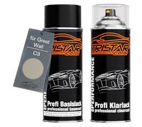TRISTARcolor Peinture voiture Kit bombes de peinture pour Great Wall C3 Grey Perl Metallic Peinture de base vernis clair aérosol 400 ml