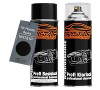 TRISTARcolor Peinture voiture Kit bombes de peinture pour Honda/Acura NH731P Crystal Black Perl/New Effect Black Perl Peinture de base vernis clair aérosol 400 ml