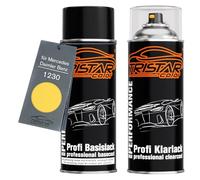 TRISTARcolor Peinture voiture Kit bombes de peinture pour Mercedes/Daimler Benz 1230 Zinkgelb/Zinc Yellow Peinture de base vernis clair aérosol 400 ml