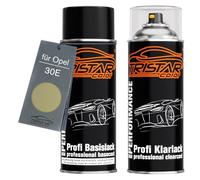 TRISTARcolor Peinture voiture Kit bombes de peinture pour Opel 30E Green Tea Metallic Peinture de base vernis clair aérosol 400 ml