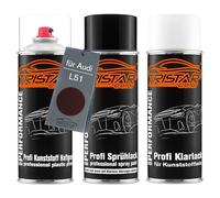 TRISTARcolor Peinture voiture Kit bombes de peinture pour pare-chocs en plastique pour Audi L51 Bordeauxroute primaire d'adhérence peinture de base vernis clair avec plastifiant aérosol