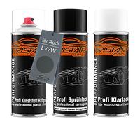 TRISTARcolor Peinture voiture Kit bombes de peinture pour pare-chocs en plastique pour Audi LV7W Soul primaire d'adhérence peinture de base vernis clair avec plastifiant aérosol