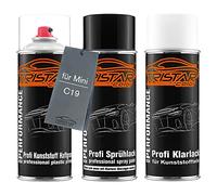 TRISTARcolor Peinture voiture Kit bombes de peinture pour pare-chocs en plastique pour Mini C19 Rebel Green primaire d'adhérence peinture de base vernis clair avec plastifiant aérosol