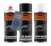 TRISTARcolor Peinture voiture Kit bombes de peinture pour pare-chocs en plastique pour NCS S7020-R90B Bleu primaire d'adhérence peinture de base vernis clair avec plastifiant aérosol