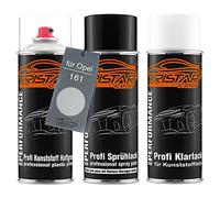 TRISTARcolor Peinture voiture Kit bombes de peinture pour pare-chocs en plastique pour Opel 161 New Silver Metallic primaire d'adhérence peinture de base vernis clair avec plastifiant