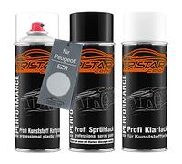 TRISTARcolor Peinture voiture Kit bombes de peinture pour pare-chocs en plastique pour Peugeot EZR Gris Aluminium Metallic/Chronos Silber Metallic