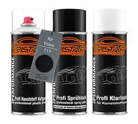 TRISTARcolor Peinture voiture Kit bombes de peinture pour pare-chocs en plastique pour Volvo 717 Onyx Black X. primaire d'adhérence peinture de base vernis clair avec plastifiant