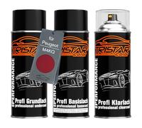 TRISTARcolor Peinture voiture Kit bombes de peinture pour Peugeot M4KQ Rouge Lucifer Nacre/Lucifer Rot Nacre Peinture de fond peinture de base vernis clair aérosol 400 ml