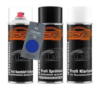 TRISTARcolor Peinture voiture Kit bombes de peinture pour plastique pour Citroen T8 Bleu Ipanema Metallic primaire d'adhérence peinture de base vernis clair avec plastifiant