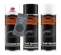 TRISTARcolor Peinture voiture Kit bombes de peinture pour plastique pour Renault/Alpine 619 Gris Fonce primaire d'adhérence peinture de base vernis clair avec plastifiant