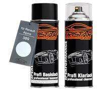 TRISTARcolor Peinture voiture Kit bombes de peinture pour Renault/Alpine 389 Blanc Glacier/Arktis Weiss Peinture de base vernis clair aérosol 400 ml