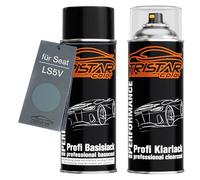 TRISTARcolor Peinture voiture Kit bombes de peinture pour Seat LS5V Azul Lluvia Perl Metallic Peinture de base vernis clair aérosol 400 ml