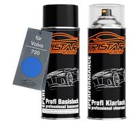 TRISTARcolor Peinture voiture Kit bombes de peinture pour Volvo 720 Bursting Blue Metallic Peinture de base vernis clair aérosol 400 ml