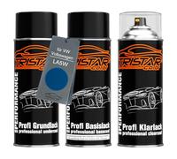 TRISTARcolor Peinture voiture Kit bombes de peinture pour VW/Volkswagen LA5W Ravennablau Metallic/Blue Lagoon Metallic Peinture de fond peinture de base vernis clair aérosol 400 ml