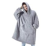 TRISTIN Sweat à Capuche épais en Sherpa avec Poche surdimensionnée pour Femmes, Hommes et Adolescents, Gris, Taille Unique