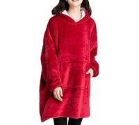 TRISTIN Thicken Sherpa Fluffle Sweatshirt Blanket Warm Cozy Oversized Wearable Pocket Blanket Hoodie pour Hommes, Femmes et Adolescents, Taille Unique