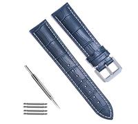 TriStraps Bracelets de Montre en Cuir véritable 18mm-24mm Noir Marron Bleu, Bracelet de Montre de Remplacement avec Fermoir en Métal INOX pour Hommes Femmes