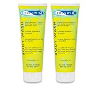 TRISWIM Gel douche anti-chlore | Soin après-baignade | Gel nettoyant anti-chlore pour nageurs | Gel douche hydratant après la piscine pour femmes et hommes | Citron vert et mangue 251 ml (Lot de 2)