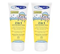 TRISWIM - Lot de 2 Gel Douche Enfant Anti Chlore, Gel Douche Cheveux Et Corps Pour Enfants, Body Wash Pour Nageurs, Gels Douche Prévient les Démangeaisons de la Pea - Kaki Doux (2x200ml)