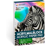 Tritart Carnet De Dessin Pour Peinture Acrylique 400g/M² - A4 - Bloc De 18 Feuilles Pour Acryl - Papier Dessin Pour Peinture - Cahier De Dessin