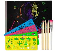 Kit de tableaux à gratter pour enfants et adultes I 55 feuilles I Papier à gratter arc-en-ciel pour le dessin et le bricolage I 13 x 19 cm