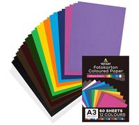 Tritart Lot 60 Papier Cartonné - Papier Aquarelle 300g Carton a Dessin A3-36 Feuille A3 de 12 Couleurs Différentes - Papier A3 avec Papier Couleur pour Peinture Bricolage