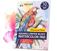 Tritart Carnet de Papier Aquarelle A1-10 Feuilles 300 g/m² - Bloc aquarelle A1 Carnet Aquarelle 300g - Matériel Dessin pour Peinture Aquarelle Croquis Crayons Pastels Marqueurs