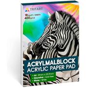 Tritart Papier acrylique A3 400 g/m² | Bloc de 20 feuilles blanc | Papier à dessin acrylique de qualité supérieure sans acide