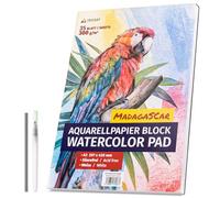 Tritart Papier aquarelle de qualité supérieure A3 | 300 g | Blanc | 35 feuilles | Bloc aquarelle A3 avec pinceau à eau et crayon | XXL