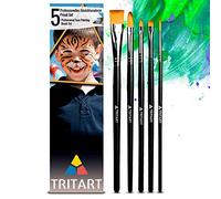 Set de pinceaux de maquillage 5 pièces HAUTE QUALITÉ I Pinceau pour maquillage de carnaval, pour enfants, pour Halloween, de théâtre I Set de pinceaux professionnels en poils synthétiques