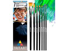 Tritart Set de pinceaux de maquillage 7 pièces - Pinceau pour maquillage de carnaval enfantsHalloweenhéâtre - Set de pinceaux professionnels en poils synthétiques